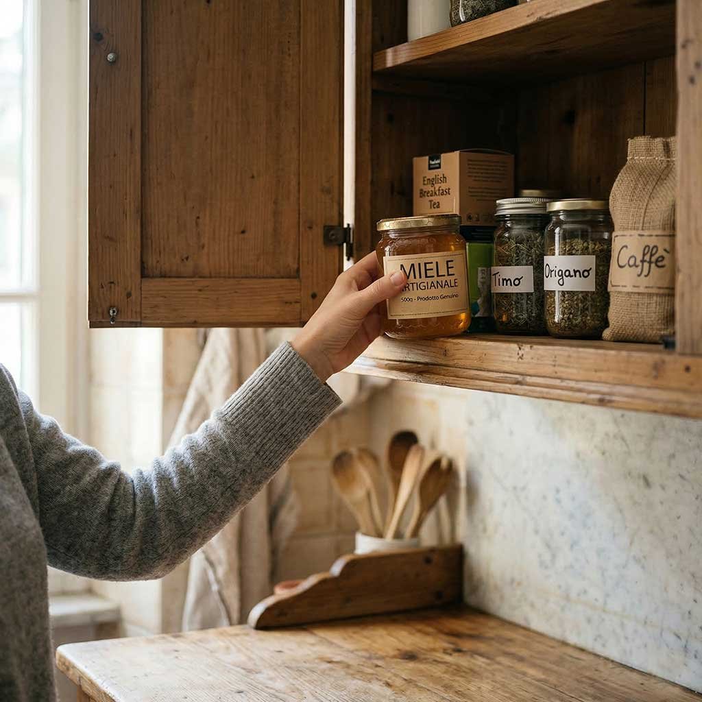 Riporre un vasetto in dispensa, gesto corretto per conservare il miele